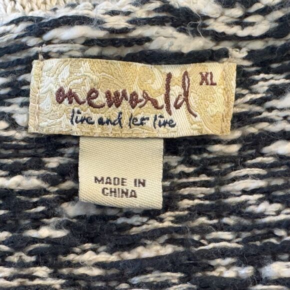 One World Sweater Cardigan Womens XL Multicolor Aztec Tribal Print Open Front - Picture 6 of 8